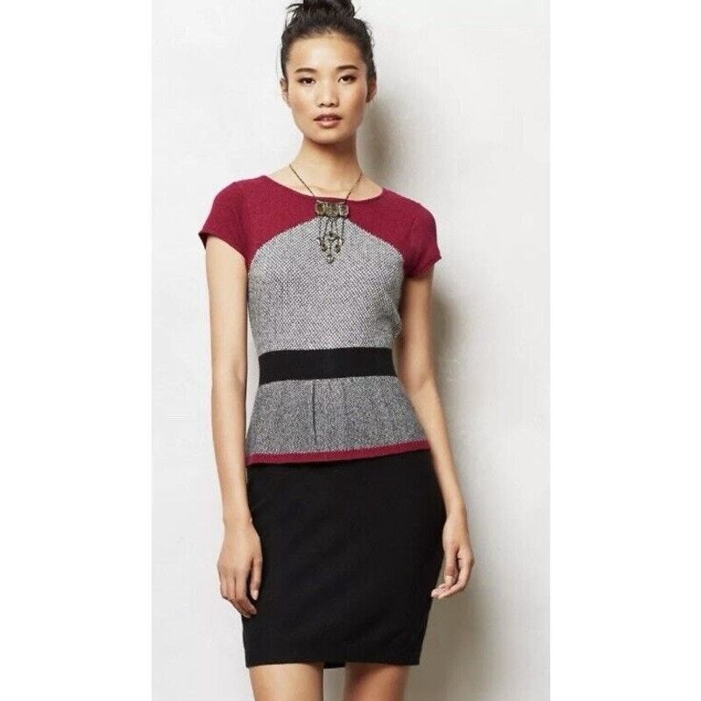 ▪️Sparrow▪️ Anthropologie Serena Peplum Wool Cashmere Blend Sweater Dress Angora